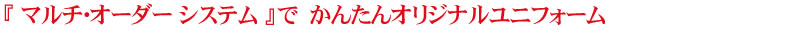 『 マルチ・オーダー システム 』で かんたんオリジナルユニフォーム